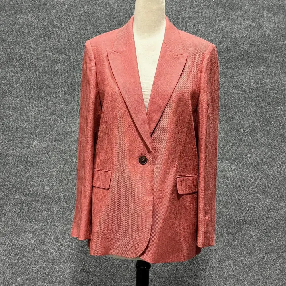 Reiss Blazer Womens 10 Red Jules-SB Suit Jacket Burnt Red Lined Notch Lapel